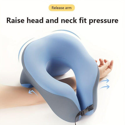 Ergonomic U-shaped core pillow for napping – Lightweight, dry clean only, synthetic fiber cover – Ideal for office, travel, camping, and home use – Supports stomach, back, or side sleepers. Office nap pillow | Ergonomic design | Pillow, sleeping pillow.