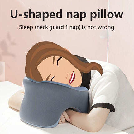 Ergonomic U-shaped core pillow for napping – Lightweight, dry clean only, synthetic fiber cover – Ideal for office, travel, camping, and home use – Supports stomach, back, or side sleepers. Office nap pillow | Ergonomic design | Pillow, sleeping pillow.