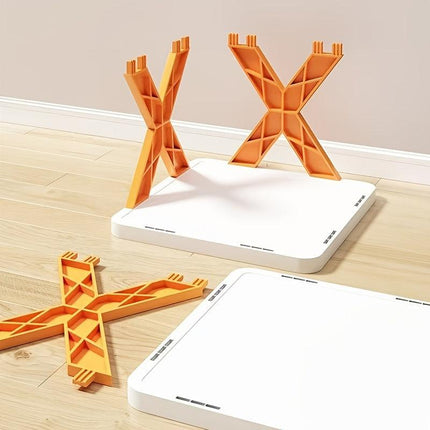 6-Tier Foldable White/Orange Shoe Rack, space-saving vertical design for entry halls, living rooms, bedrooms, closets, balconies—an essential organizing storage shelf for college dormitories..