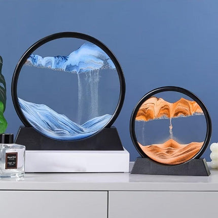 Flowing Sand Art: Adjustable Speed, New Scenery with Every Turn, Calming and Pleasing to the Eye(BLUE).