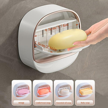 No-Drill High-End Drain Household Soap Holder, Waterproof ABS Soap Dish Organizer, Suitable for Bathrooms and Shower Rooms, Bathroom Accessory, Ideal Choice for Soap Dish and Soap Holder（white)）.