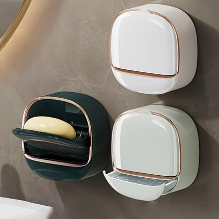 No-Drill High-End Drain Household Soap Holder, Waterproof ABS Soap Dish Organizer, Suitable for Bathrooms and Shower Rooms, Bathroom Accessory, Ideal Choice for Soap Dish and Soap Holder（white)）.