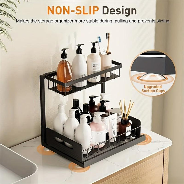Not Designed for Design, But Designed for Life: Heavy-Duty Metal Frame Holds 50 lbs, Honeycomb Grid Prevents Water Accumulation, Non-Slip Upgraded Suction Cups for Stable Multi-Scenario Storage(Black).