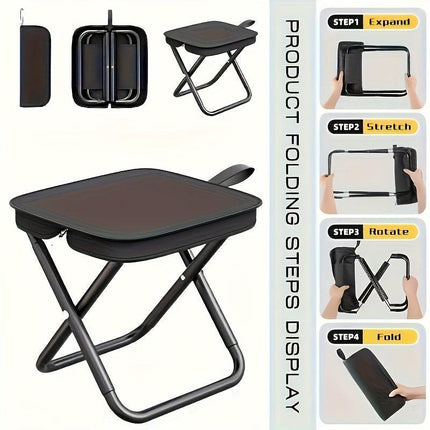 Outdoor One-Second Quick-Open Lightweight Folding Stool | 150KG High Load-Bearing | Portable Camping Chair, Picnic & Fishing Seat | Sturdy & Stable, Packable into Backpack | Essential for Travel.