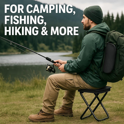 Outdoor One-Second Quick-Open Lightweight Folding Stool | 150KG High Load-Bearing | Portable Camping Chair, Picnic & Fishing Seat | Sturdy & Stable, Packable into Backpack | Essential for Travel.