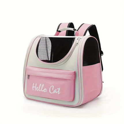 Hello Cat Nylon Pet Backpack, Large Capacity Foldable Travel Carrier with Zipper Closure, Easy Access for Cats and Small Dogs, Pet Travel Bag with Handle for Puppies and Kittens(YELLOW).
