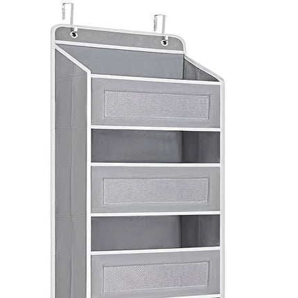 Storage Marvel in Black & Gray — 3-Tier Over-the-Door Organizer with 3 Large Pockets. Sturdy and Anti-Tip Design for Strong Load-Bearing. A Neat Solution for Bedroom, Bathroom & Storage Room.(GREY)).