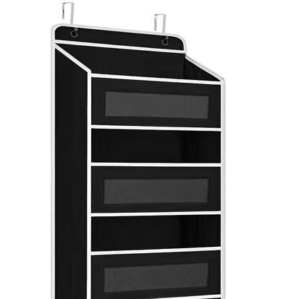 Storage Marvel in Black & Gray — 3-Tier Over-the-Door Organizer with 3 Large Pockets. Sturdy and Anti-Tip Design for Strong Load-Bearing. A Neat Solution for Bedroom, Bathroom & Storage Room.(GREY)).