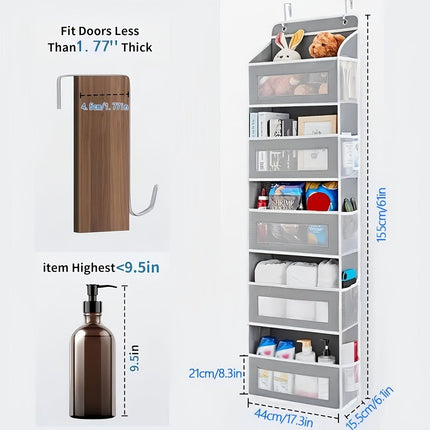 Storage Marvel in Black & Gray — 3-Tier Over-the-Door Organizer with 3 Large Pockets. Sturdy and Anti-Tip Design for Strong Load-Bearing. A Neat Solution for Bedroom, Bathroom & Storage Room.(GREY)).