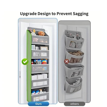 Storage Marvel in Black & Gray — 5-Tier Over-the-Door Organizer with 5 Large Pockets. Sturdy and Anti-Tip Design for Strong Load-Bearing. A Neat Solution for Bedroom, Bathroom & Storage Room.（BLACK）.