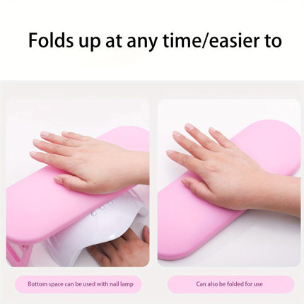 Pink Dual-Use Hand Pillow: Combines Manicure Support and Portable Folding, Ergonomic Design, Suitable for Multiple Scenarios, Providing Comfort Anytime.