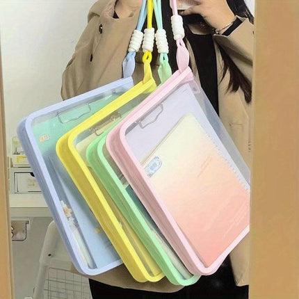 Macaron Candy Student File Bag + PET Animal Stickers - Hand-Carry Large Capacity Waterproof A4 Zipper Transparent Exam Paper & Textbook Storage Bag, Folder（yellow）.