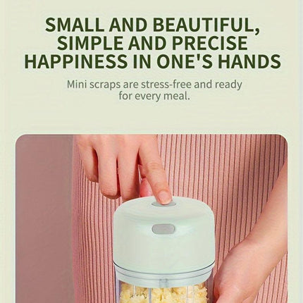 GREEN Mini Electric Garlic Chopper, Meat Grinder, and Vegetable Chopper, USB Rechargeable Mini Food Blender, Efficient Small Food Processor, Suitable for Ginger, Chili, Fruits, and Meat.