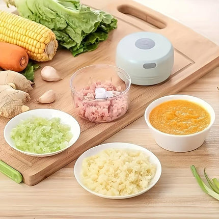 GREEN Mini Electric Garlic Chopper, Meat Grinder, and Vegetable Chopper, USB Rechargeable Mini Food Blender, Efficient Small Food Processor, Suitable for Ginger, Chili, Fruits, and Meat.