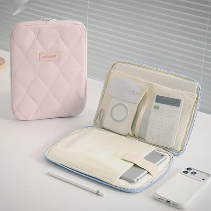 **BEENLOVE Tablet Storage Bag: 180° Full-Open Independent Compartment, Shockproof & Portable, Multifunctional Design**(Pink).