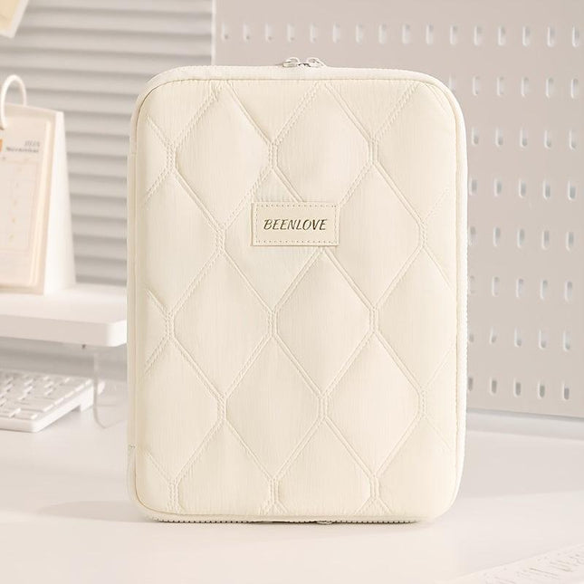 (beige)**BEENLOVE Tablet Storage Bag: 180° Full-Open Independent Compartment, Shockproof & Portable, Multifunctional Design**.
