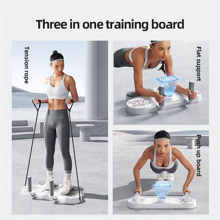 (WHITE)Three-in-One Training Board: Push-Ups, Planks & Resistance Band Workouts — Your All-in-One Home Fitness Solution.