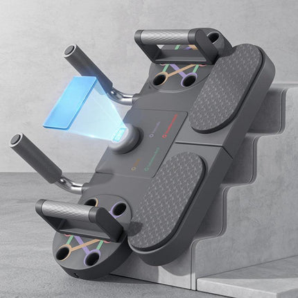 BLACK Three-in-One Training Board: Push-Ups, Planks & Resistance Band Workouts — Your All-in-One Home Fitness Solution.