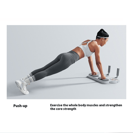 BLACK Three-in-One Training Board: Push-Ups, Planks & Resistance Band Workouts — Your All-in-One Home Fitness Solution.