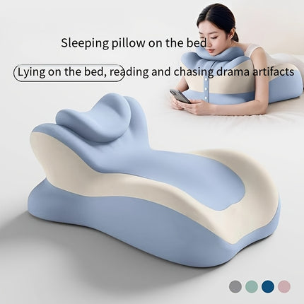 Bed Stomach-Sleep Pillow - Multi-functional Prone Position Pillow for Stomach Sleeping, Phone Use, Reading, Couples Fun Play, Intimacy Aid for Couples, Bed Hip Elevation Tool, Pā Pā Pillow（BLUE）.