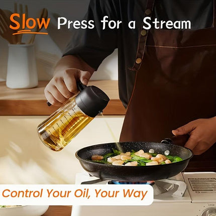 2-in-1 Precision Oil Control Bottle: Spray/Dispense Dual Modes, Leak-Proof, Effortless, Hands-Free..