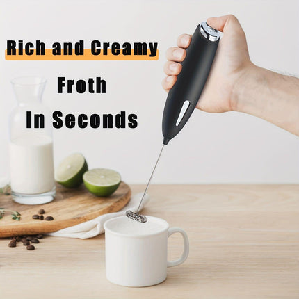 BLACK**Handheld Electric Frother | 10000 RPM Powerful Motor, One-Touch Start/Stop, Easily Froths, Mixes, and Blends – Your Kitchen Drink Essential Helper**.