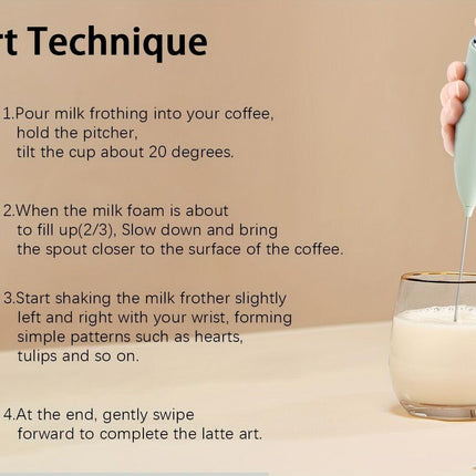 BLACK**Handheld Electric Frother | 10000 RPM Powerful Motor, One-Touch Start/Stop, Easily Froths, Mixes, and Blends – Your Kitchen Drink Essential Helper**.