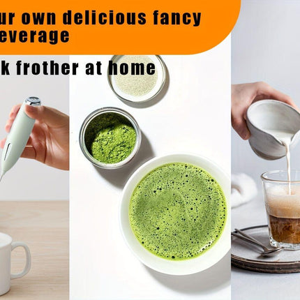 **Handheld Electric Frother | 10000 RPM Powerful Motor, One-Touch Start/Stop, Easily Froths, Mixes, and Blends – Your Kitchen Drink Essential Helper**WHITE.