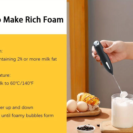 **Handheld Electric Frother | 10000 RPM Powerful Motor, One-Touch Start/Stop, Easily Froths, Mixes, and Blends – Your Kitchen Drink Essential Helper**WHITE.