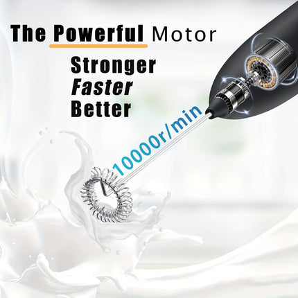 **Handheld Electric Frother | 10000 RPM Powerful Motor, One-Touch Start/Stop, Easily Froths, Mixes, and Blends – Your Kitchen Drink Essential Helper**WHITE.