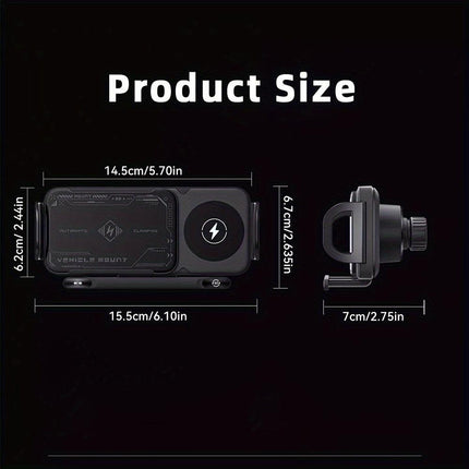 Smart Dual-Mode Rotating Stand: Foldable Design, Wireless Fast Charging, Anti-Shake, One-Touch Auto Rotation for Home, Office & Travel Use.
