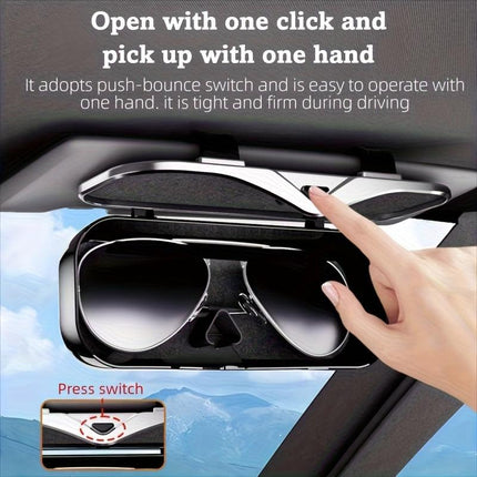 Car Travel Three-Piece Set: Push-Open Eyeglass Case, Universal Storage Case, and Secure Organizer—Complete On-the-Go Storage, Peace of Mind Every Journey（Black)）.
