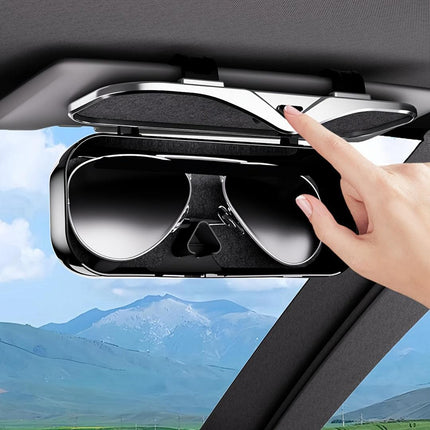 Car Travel Three-Piece Set: Push-Open Eyeglass Case, Universal Storage Case, and Secure Organizer—Complete On-the-Go Storage, Peace of Mind Every Journey(Grey).