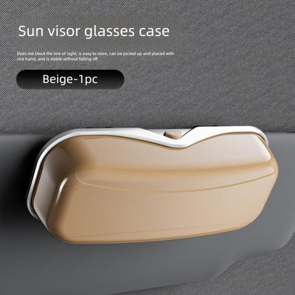 Car Travel Three-Piece Set: Push-Open Eyeglass Case, Universal Storage Case, and Secure Organizer—Complete On-the-Go Storage, Peace of Mind Every Journey(Brown).