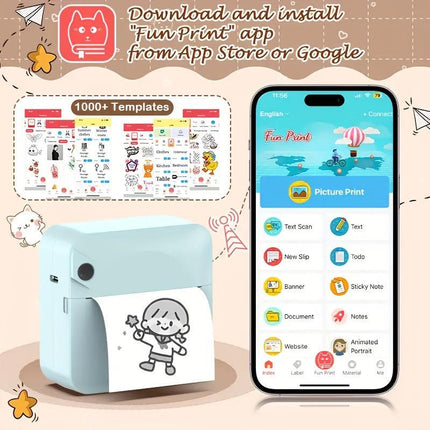 (Pink）Inkless Sticker Printer Mini Thermal Printer with Roll Thermal Paper, Wireless Pocket Printer, Smart Portable Receipt Printer for Photos, Diaries, Notes, and Preparation Work..