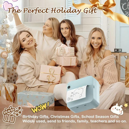 (White）Inkless Sticker Printer Mini Thermal Printer with Roll Thermal Paper, Wireless Pocket Printer, Smart Portable Receipt Printer for Photos, Diaries, Notes, and Preparation Work..