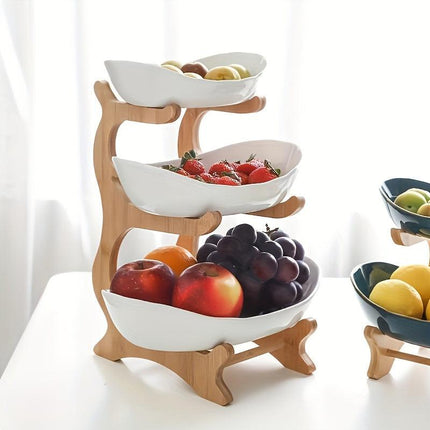White**Nordic-Style Three-Tier Extendable Fruit Tray | Creative Living Room Snack Stand, Adjustable Height, Anti-Slip Expandable Display Tray**.