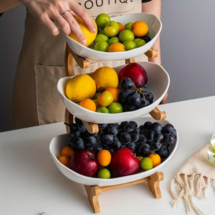 **Nordic-Style Three-Tier Extendable Fruit Tray | Creative Living Room Snack Stand, Adjustable Height, Anti-Slip Expandable Display Tray**(Green).