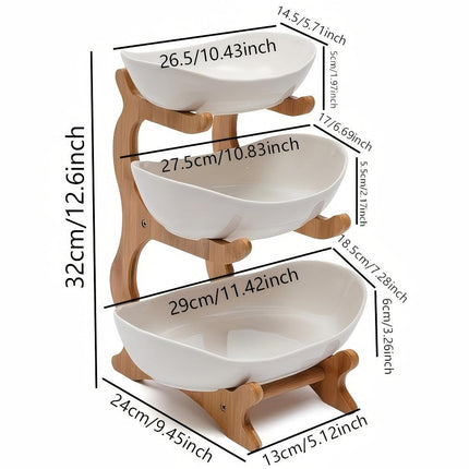 **Nordic-Style Two-Tier Extendable Fruit Tray | Creative Living Room Snack Stand, Adjustable Height, Anti-Slip Expandable Display Tray**(White).