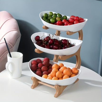 **Nordic-Style Two-Tier Extendable Fruit Tray | Creative Living Room Snack Stand, Adjustable Height, Anti-Slip Expandable Display Tray**(Green).