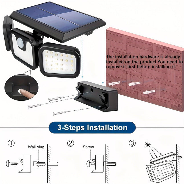 74 LED Solar Motion Sensor Light, 3 Brightness Modes Outdoor Wall Light, Suitable for Front Door, Yard, Garage, Patio.