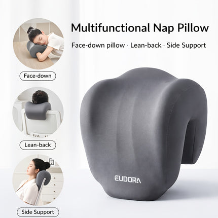 Ergonomic Multi-functional Nap Pillow - Desk Rest Pillow with Neck/Side Support, Memory Foam Cushion for Office, Home & Travel(BLACK).