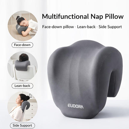 Ergonomic Multi-functional Nap Pillow - Desk Rest Pillow with Neck/Side Support, Memory Foam Cushion for Office, Home & Travel(BLACK).