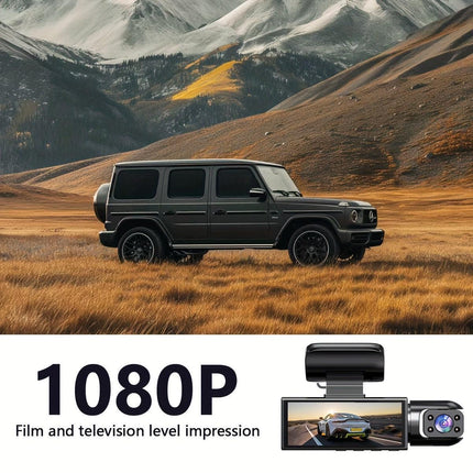 Super Memory Triple Cam Dash Cam! 32GB storage + 1080P HD triple lens, 170° panoramic coverage of front, cabin, and rear, 24/7 protection for your safe journey..