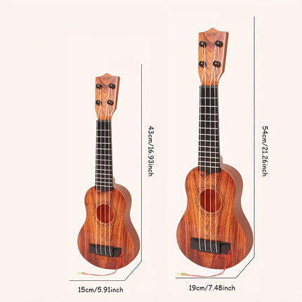 Acacia wood 17-inch Playable Ukulele Mini Guitar, lightweight and portable. Features comfortable nylon strings, includes a pick, and has open-style tuning pegs for precise tuning. Suitable for beginners and music enthusiasts, a popular gift choice for hol.