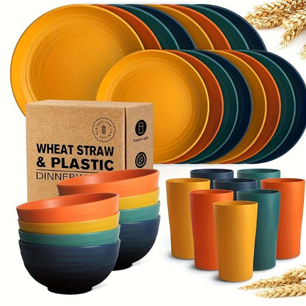 32件Eco-Friendly Wheat Straw Dinnerware: Stackable Design with Natural Texture, Illuminating the Sustainable Aesthetics of Every Meal.