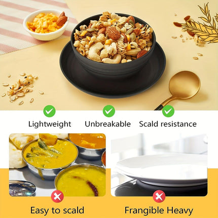 32件Eco-Friendly Wheat Straw Dinnerware: Stackable Design with Natural Texture, Illuminating the Sustainable Aesthetics of Every Meal.