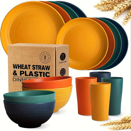 32件Eco-Friendly Wheat Straw Dinnerware: Stackable Design with Natural Texture, Illuminating the Sustainable Aesthetics of Every Meal.