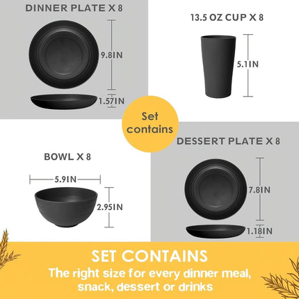 32件Eco-Friendly Wheat Straw Dinnerware: Stackable Design with Natural Texture, Illuminating the Sustainable Aesthetics of Every Meal.