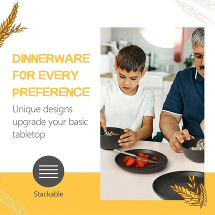 32件Eco-Friendly Wheat Straw Dinnerware: Stackable Design with Natural Texture, Illuminating the Sustainable Aesthetics of Every Meal.
